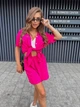 Костюм женский легкий шорты+рубашка малинового цвета 38500 L-XL - изображение 1