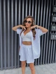 Костюм женский легкий шорты+рубашка белого цвета 38496 L-XL - изображение 5