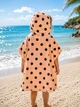 Пончо детское пляжное Belizza Кошка 60×120 см пудровое с капюшоном 100% хлопок - изображение 2