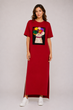 Женское платье-футболка макси Цветочный кот Modna KAZKA MKSH2457/1 - 58/60, Червоний - изображение 1