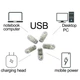 Универсальный Двусторонний светодиодный Мини фонарик Тёплый на 2 диода USB лампа брелок LED светильник ночник - изображение 4
