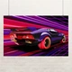 Постер Ретровейв авто, retrowave, synthwave, поп-арт, кіберпанк, інтер'єрний плакат, A1 60×96 см (id1368) - зображення 1