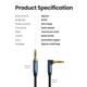 Аудіокабель mini jack 3,5 mm UGREEN Gold Plated Metal Case з кутовим L-подібним штекером AUX (1m) (Blue Black) - зображення 8