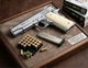 Стартовый пистолет Kuzey 911 SX shiny chrome, белые ручки, с магазином (Colt 1911) + 25 патронов - изображение 3