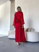 Халат длинный женский пеньюар с кружевным рукавом шелк-сатиновый JULIA Красный 3XL(52-54) - изображение 2