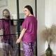 Женская пижама большого размера с футболкой и брюками с цветочным принтом 5XL Фиолетовый (DO3619) - изображение 6