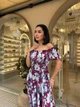 Платье длинное вечернее в цветок бордового цвета 38533 42/48 - изображение 4