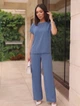 Женский костюм oversize из натуральной ткани Innoe 210368-3, р. 48-50 Джинс - зображення 2