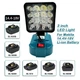 Светодиодный прожектор 54W аккумуляторный для Makita 14.4V/18V, складной LED прожектор 16 LED, рабочее освещение для стройки и кемпинга - изображение 3