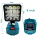 Светодиодный прожектор 54W аккумуляторный для Makita 14.4V/18V, складной LED прожектор 16 LED, рабочее освещение для стройки и кемпинга - изображение 7