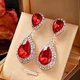 Жіночі сережки з каміннями та стразами jewelry Червоні - зображення 2