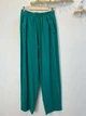 Женские льняные брюки свободного кроя на резинке NITA MKNT1412 - 48, Смарагдовий - изображение 2