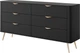 Комод Perfect Home Lante 6S/163 81.2x163.2x38 см, 6 шухляд, золоті ніжки Чорний (000012377005) - зображення 1