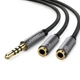 Аудіокабель UGREEN AV141 3.5mm male to 2 3.5mm female, 0,2m Black (UGR-30619) - зображення 1