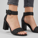 Вечерние черные босоножки L&M Black 104-74 на устойчивом каблуке 39 - изображение 1