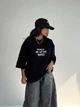 Футболка oversize з актуальним принтом, чорний, S-XL - зображення 1