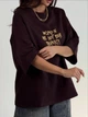 Футболка oversize з актуальним принтом, шоколад, S-XL - зображення 2
