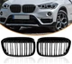 Решітки радіатора BMW X1 F48 2015-2018 чорні глянцеві двореберні M-Look - изображение 2