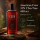 Шампунь 3-в-1 American Crew 3 IN 1 Tea Tree Shampoo 450 мл для волос и тела с маслом чайного дерева, мятой и освежающим эффектом - изображение 1