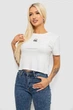 Футболка женская в рубчик с принтом, цвет белый, S, 221R1102 - изображение 3