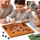 Настільна гра Магнітні шахи бій Magnetic Chess Battle дерев’яна логічна розвиваюча для дітей, дорослих, компанії преміум якості 32 магніти дошка темного кольору з лунками - зображення 3