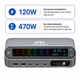Зарядное устройство Folem YMX LCD 470W c экраном, выдвижным кабелем, GaN, PD3.1, QC3.0 для телефонов, ноутбуков, 6 портов USB+Type-C, настольное - изображение 4