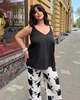 Костюм-двойка женский из софта с майкой на регулируемых бретелях и широкими брюками летний G&M k-130602 58-60 Размер цвет Черный/белый - изображение 3