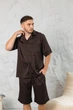 Чоловіча піжама BOBRAND шорти та сорочка, коричневий колір - 2XL - зображення 6