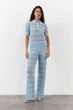 Голубая женская футболка поло из вязаного трикотажа Santorini Knit Polo LiLove 445 S - изображение 3