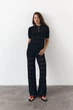 Черная женская футболка поло из вязаного трикотажа Santorini Knit Polo LiLove 445 M - зображення 4