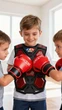 Боксерський набір Boxing Gear електронний бокс, жилет дитячий, підсвічування, музичний супровід, звук удару, рукавички (B 4014) - зображення 12