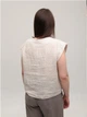 Блуза-футболка жіноча бежева лляна 46830-2 ONE SIZE - зображення 2