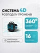 Лазерний рівень 4D VOLLYX 16-лінійний на 360° зелений промінь нівелір для будівництва та ремонту з 2 акумуляторами, пультом і кейсом - изображение 4
