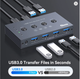 USB 3.0 Switch 4x4 для 4 компьютеров и 4 USB устройств, KVM переключатель 5Gbps с пультом, для принтера, мыши, клавиатуры - изображение 6