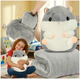 Одеяло-игрушка 3в1 плед 105×200 см подушка для дома серый Kruzzel KT3145 - изображение 1