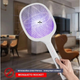 Електрична мухобійка Qualitell Electric Mosquito Swatter M4 Акумуляторна ракетка 2в1 з УФ-лампою Знищувач літаючих комах для дому White - зображення 3