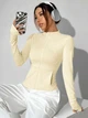 Спортивний лонгслів Shein sz2404120346714108 XS бежевий (100012229) - зображення 5