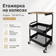 Етажерка на колесах 3 яруси 43×30×77 см чорна M50287-BL, металева тележка-органайзер з полицями та стільницею під дерево - изображение 14