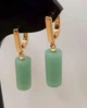 Серьги из натурального нефрита, цилиндр, диаметр 17,5 × 8 мм ±, длина 3,5 см ± - изображение 1