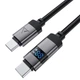 Дата кабель USB-C to USB-C кабель для заряджання телефона, для передавання даних з LED дисплеєм у тканинному нейлоновому обплетенні 1.2м 60W 3A AceFast - зображення 4