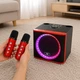 Портативная Bluetooth колонка караоке с 2 радиомикрофонами, RGB подсветкой, FM-приемником, USB и аккумулятором 3600 мАч, беспроводная акустическая система Красная (9О3-SY) - изображение 3