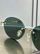 Солнцезащитные очки Tiffany & Co TF3104D бесправные овальные золотые, темно-зеленая линза, черепаховые дужки, женские, - изображение 8