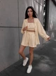 Жіночий літній лляний костюм (топ+шорти+сорочка) Uaclothes 42-44 Бежевий (like38608-190421349) - изображение 1
