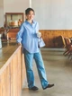 Рубашка хлопковая оверсайз женская Uniqlo 200584485 XL Голубая (1159864513) - изображение 20