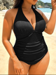 Жіночий суцільний купальник халтер з утягуючим ефектом Plus Size Diamond MM7640710 4XL - зображення 1