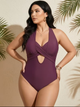 Жіночий суцільний купальник халтер з утягуючим ефектом Plus Size Diamond FJ742322 2XL - зображення 2