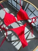 Купальник роздільний Thongs зі стрінгами та зав'язками червоний L - зображення 7