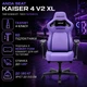 Крісло геймерське Anda Seat Kaiser 4 V2 Size XL Purple PVC ArteDiPelle поперекова підтримка 5D-підлокітники магнітна подушка для шиї нахил 165° до 180 кг зріст до 210 см - зображення 1