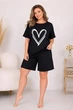 Пижама женская комплект шорты + футболка, Черная, 2XL - изображение 1