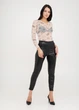 Жіноче боді із сітки з довгими рукавами Giulia Tatoo 3102/07 S/M Multicolor-beige tatoo - зображення 5